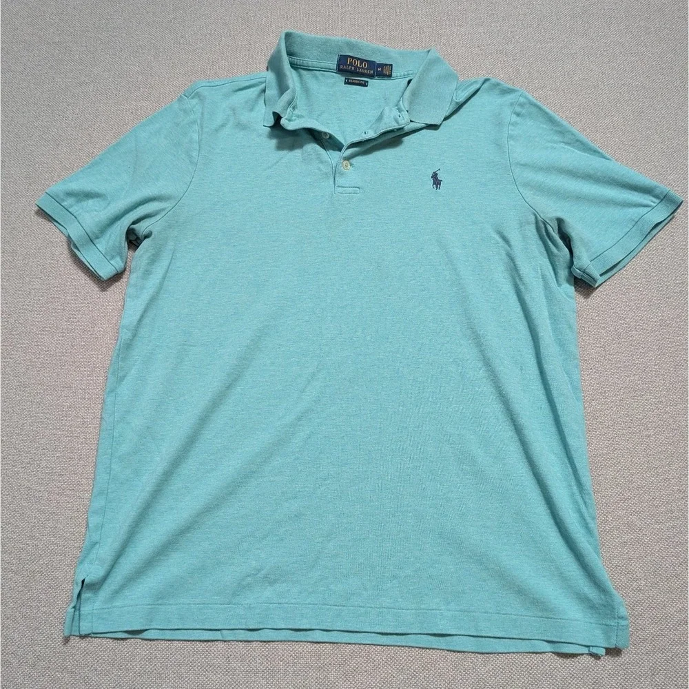 Polo Ralph Lauren Men's M Aqua Heather Polo Shirt Classic Fit Cotton Pony